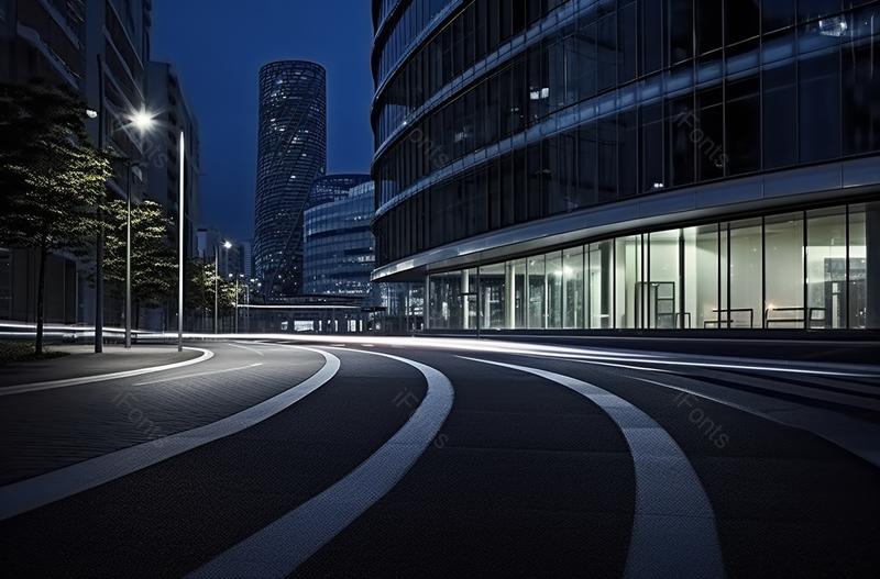 灯光下城市建筑与道路,高清,摄影图,摄影图片,图片大全,摄影图免费下载